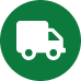 A small green icon with a small white truck within it